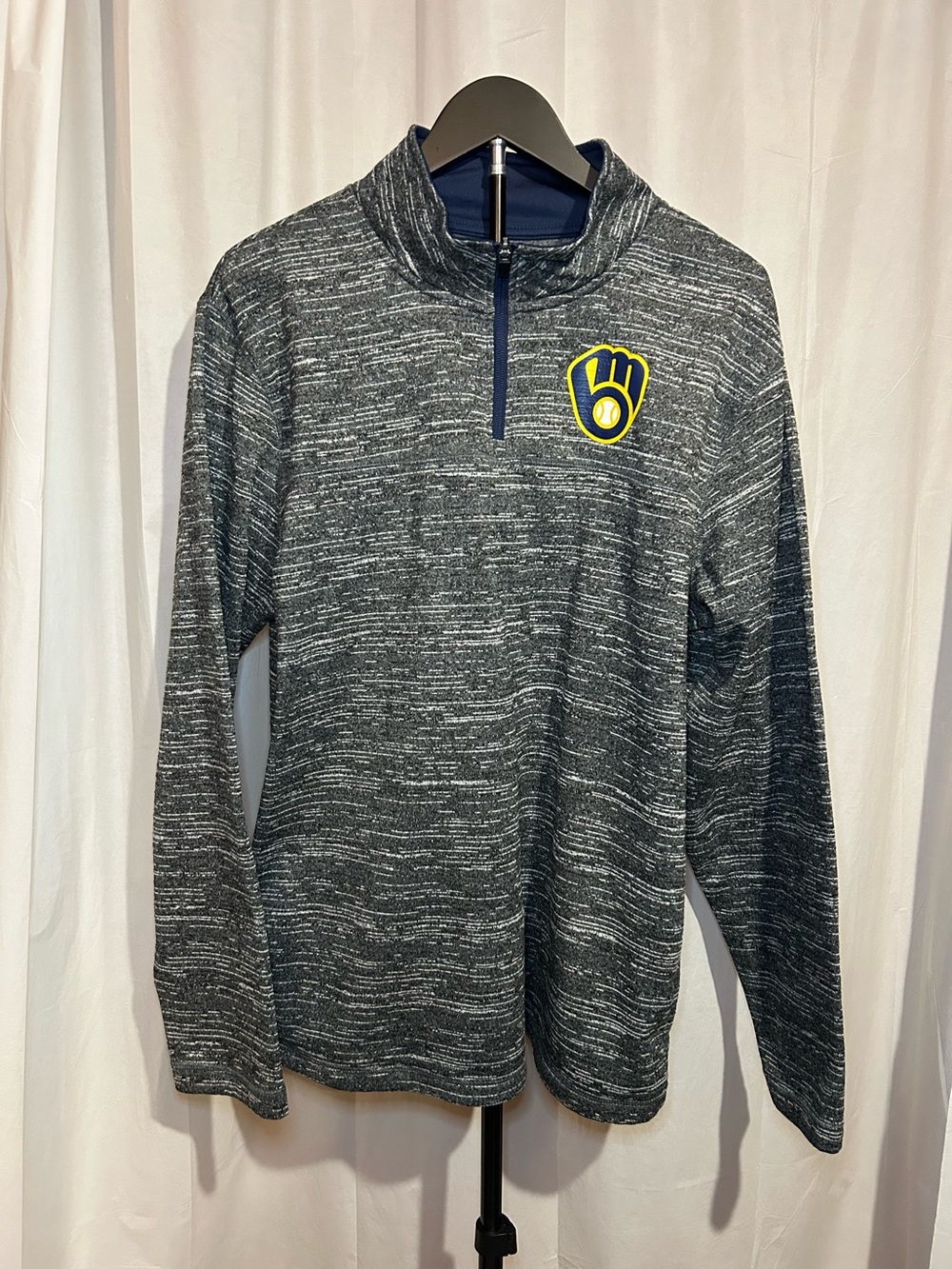 Men's Heather Gray Quarter-Zip Pullover with Logo Size L